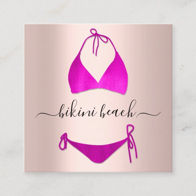 Bikini Lingerie Beach Kostüme Unterwäsche Shop Ros Quadratische Visitenkarte (Vorderseite)