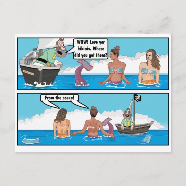 BIKINI MERMAIDS JOKE POSTKARTE (Vorderseite)