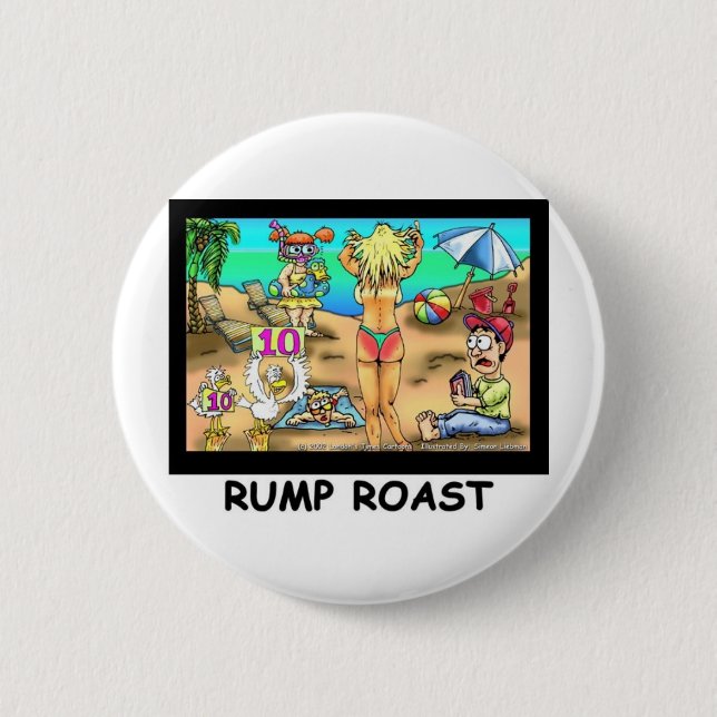 Bikini Rump Roast Funny Offbeat T-Shirts & Geschen Button (Vorderseite)