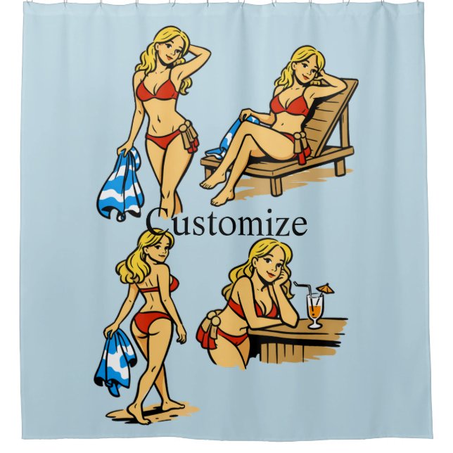 Bikini-Strand Zeit Thunder_Cove Duschvorhang (Vorderseite)