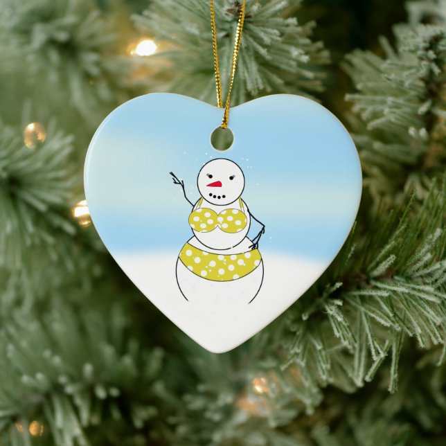 Bikini Time Snowmen Bikini Girl Keramikornament (Baum)