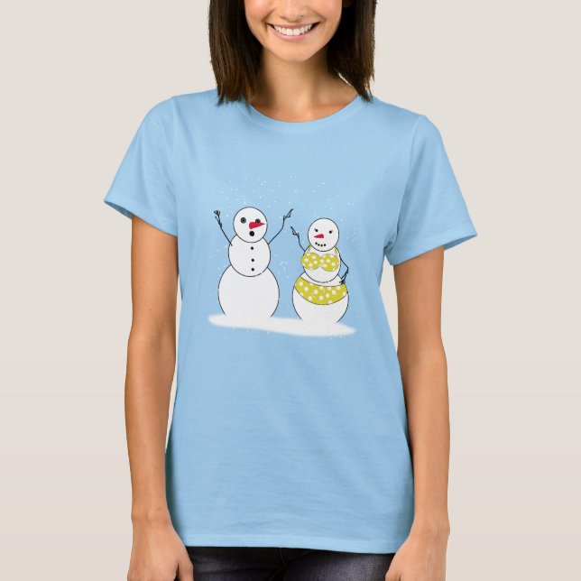Bikini Time Snowmen T-Shirt (Vorderseite)