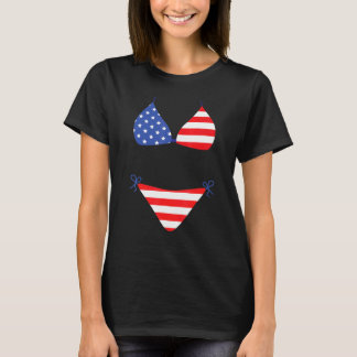 Bikini-Überzug-Badeanzug 4. Juli Amerikanische Fla T-Shirt