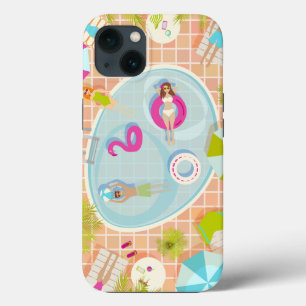 Bikinimädchen und Jungs spielen ein Schwimmbadspie Case-Mate iPhone Hülle