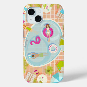 Bikinimädchen und Jungs spielen ein Schwimmbadspie Case-Mate iPhone Hülle
