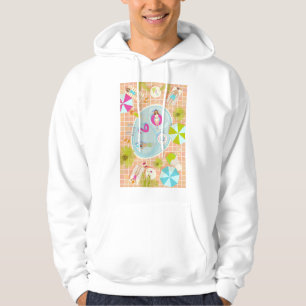 Bikinimädchen und Jungs spielen ein Schwimmbadspie Hoodie