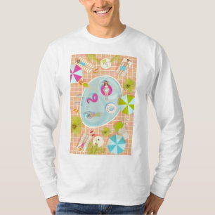 Bikinimädchen und Jungs spielen ein Schwimmbadspie T-Shirt