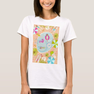 Bikinimädchen und Jungs spielen ein Schwimmbadspie T-Shirt