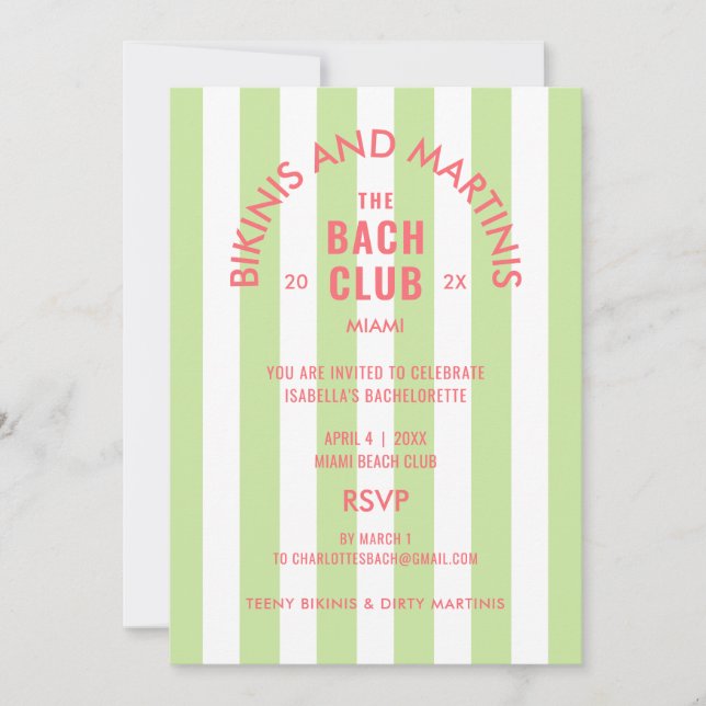 Bikinis and Martinis Bach Club Cabana Party Einladung (Vorderseite)
