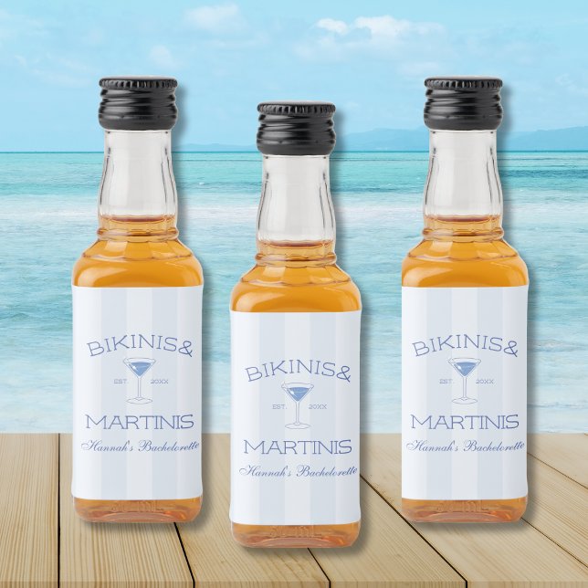 Bikinis and Martinis Beach Junggeselinnen-Abschied Alkoholflaschenetikett (Bikinis And Martinis Beach Bachelorette Party Liquor Bottle Label)