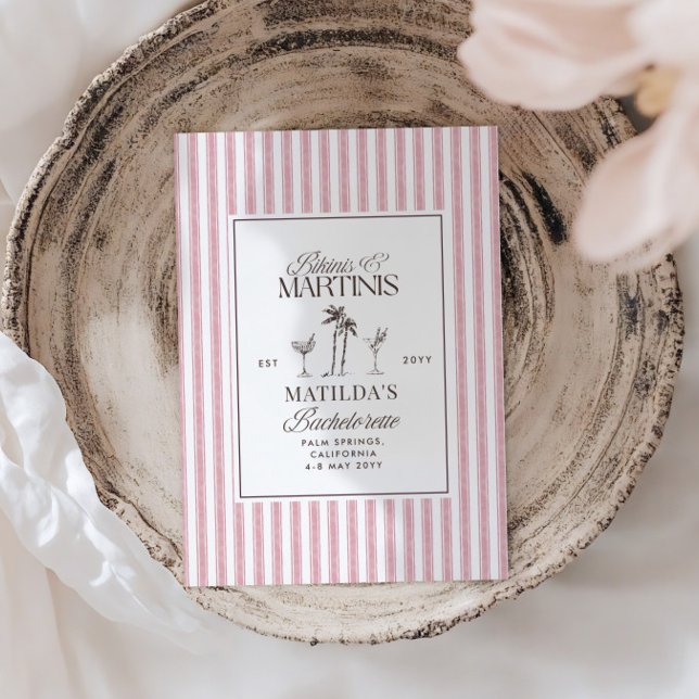 Bikinis and martinis Elegant vintage bachelorette Einladung (Von Creator hochgeladen)