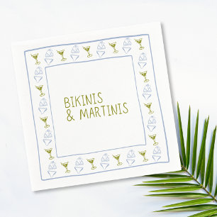 Bikinis & Martinis Blue Olive Junggeselinnen-Absch Serviette