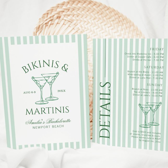 Bikinis & Martinis Green Bachelorette Wochenende Einladung (Von Creator hochgeladen)