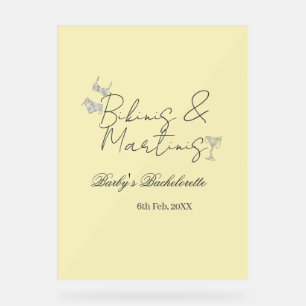 Bikinis & Martinis Junggesellinnenabschied gelb re Acrylschild
