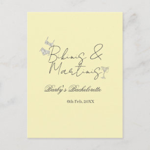 Bikinis & Martinis Junggesellinnenabschied gelb re Postkarte