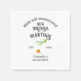 Bikinis & Martinis Tropical Pool Hen Bachelorette Serviette