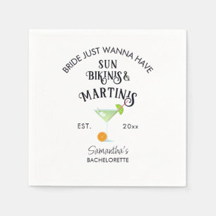 Bikinis & Martinis Tropischer Pool-Hen-Bachelorett Serviette