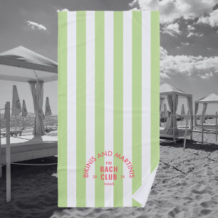 Bikinis und Martinis Bach Club Grüner Streifen Strandtuch