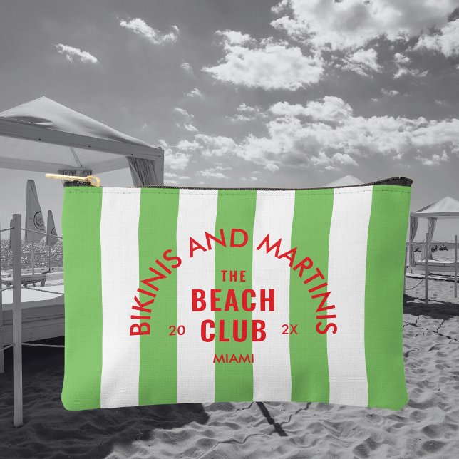 Bikinis und Martinis Beach Club Grüner Streifen Zubehörtasche (Von Creator hochgeladen)