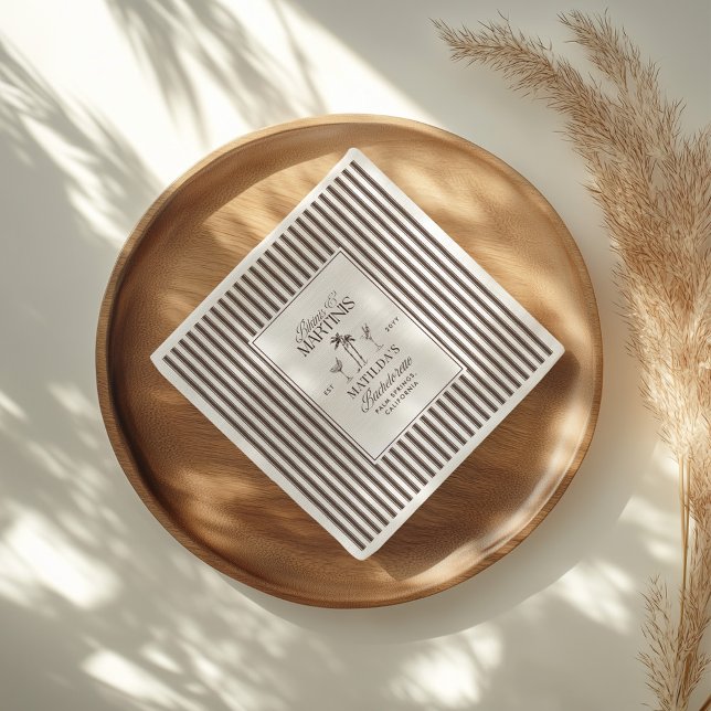 Bikinis und Martinis Elegante Vintage-Bachelorette Serviette (Von Creator hochgeladen)