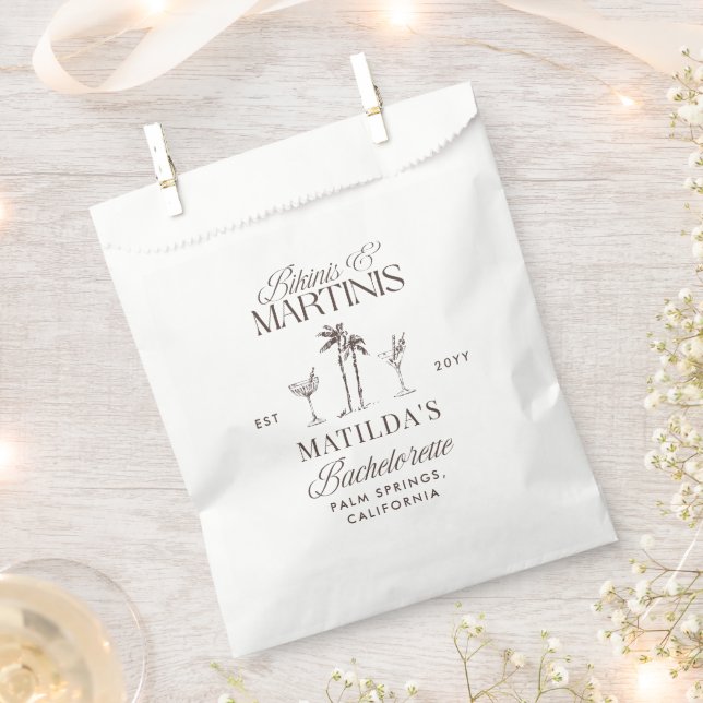 Bikinis und Martinis Elegantes Vintages Bacheloret Geschenktütchen (Ausgeschnitten)