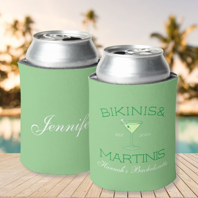 Bikinis und Martinis Green Beach Bachelorette Dosenkühler (Bikinis And Martinis Green Beach Bachelorette Can Cooler)