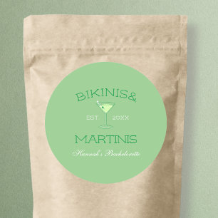 Bikinis und Martinis Green Beach Junggesellinnenab Runder Aufkleber