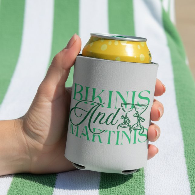 Bikinis und Martinis - Junggeselinnen-Abschied Dosenkühler (Bring the beachy vibes with this playful “Bikinis and Martinis” design!)