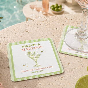 Bikinis und Martinis Junggesellinnen-Abschiedspart Rechteckiger Pappuntersetzer
