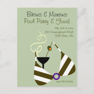 Bikinis und Martinis Pool Party Einladung