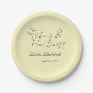 Bikins & Martinis Junggesellinnenabschied gelb ret Pappteller