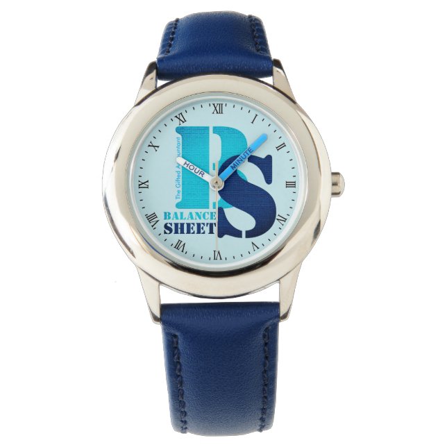 "BILANZBLATT" ARMBANDUHR (Vorderseite)