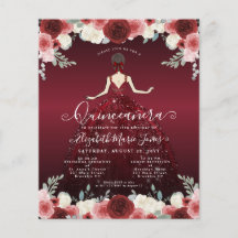 Bilap floral Burgundy Red Dress Gown Quinceanera