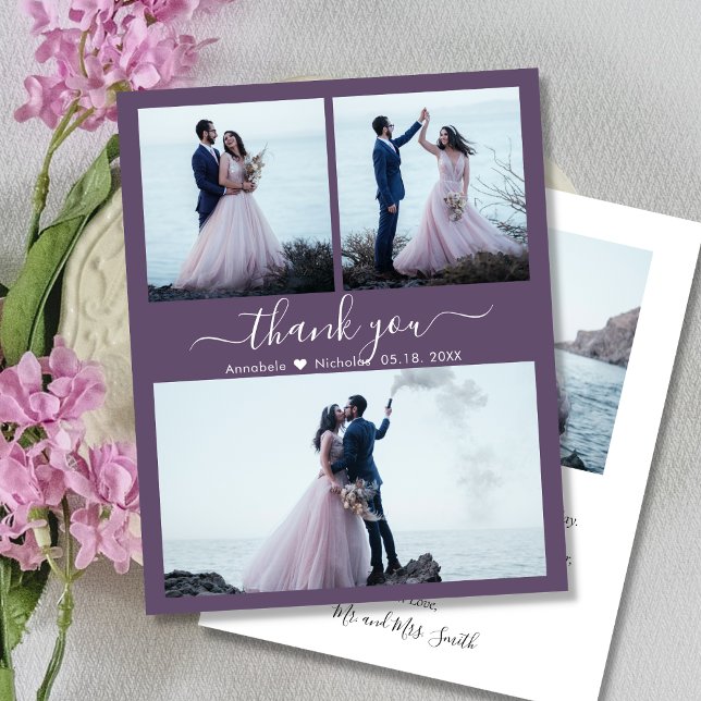 Bilap Foto Collage Mauve Wedding Vielen Dank Flyer (Von Creator hochgeladen)