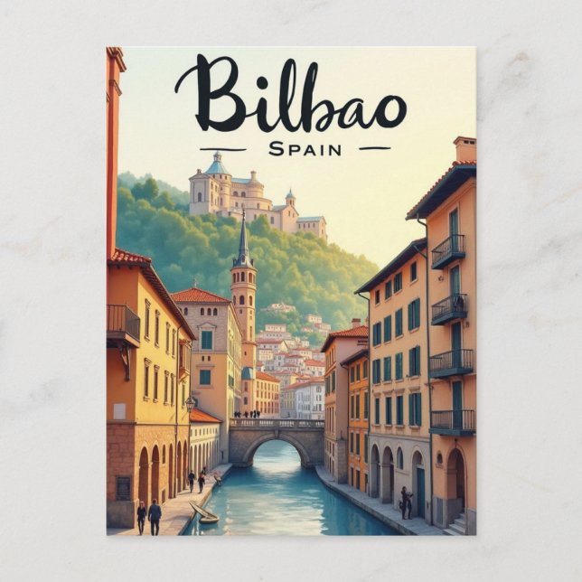 Bilbao Spain Art Vintage Travel Postkarte (Vorderseite)