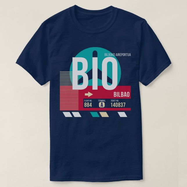 Bilbao Spain BIO Airport Code Gepäckmarke T-Shirt (Design vorne)