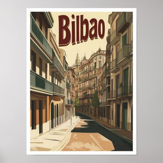 Bilbao Spanien Art Vintage Poster (Vorne)