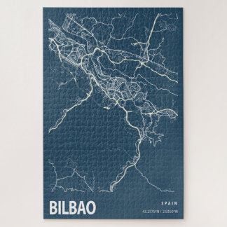 Bilbao Spanien City Map Line Art Blue Print