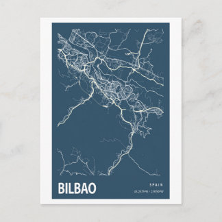 Bilbao Spanien City Map Line Art Blue Print Postkarte