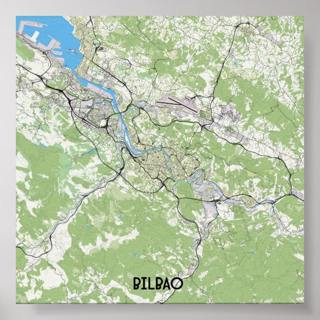 Bilbao Spanien Karte Poster (Vorne)