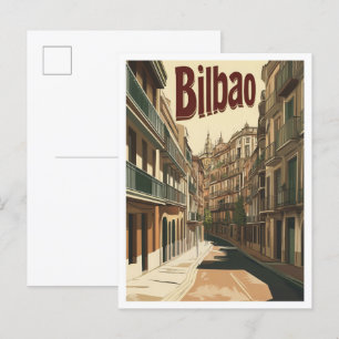 Bilbao Spanien Kunst Vintage Reiseillustration Postkarte