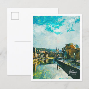 Bilbao Spanien Ölmalerei Stadtlandschaft Postkarte