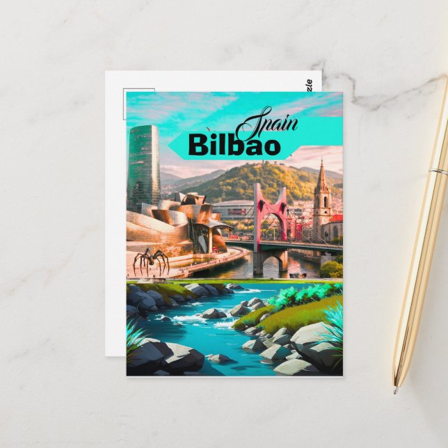 Bilbao Spanien Reise Postkarten Kunst, Spanien Rei (Vorderseite/Rückseite Beispiel)