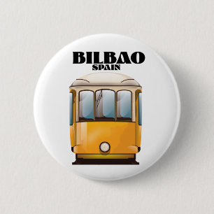 Bilbao Spanien Straßenbahn-Reiseplakat Button