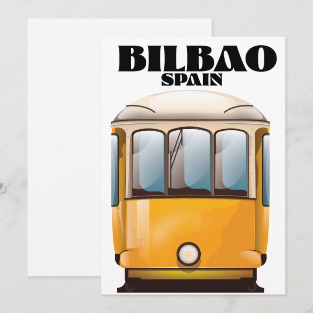 Bilbao Spanien Straßenbahn-Reiseplakat Save The Date (Vorne/Hinten)