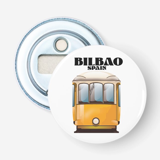 Bilbao Spanien Straßenbahnposter Button Flaschenöffner (Vorderseite)