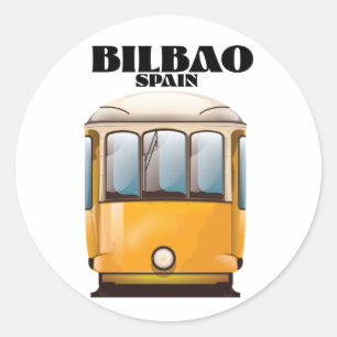 Bilbao Spanien Straßenbahnposter Button Runder Aufkleber