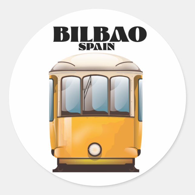 Bilbao Spanien Straßenbahnposter Button Runder Aufkleber (Vorderseite)