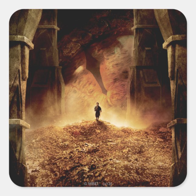 BILBO BAGGINS™ in the Eye of SMAUG™ Quadratischer Aufkleber (Vorderseite)