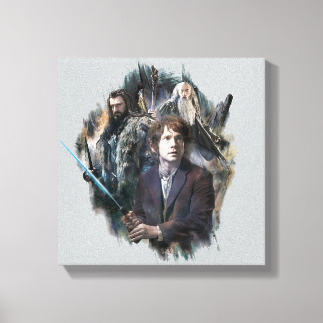 BILBO BAGGINS™, THORIN OAKENSHIELD™, & Gandalf Leinwanddruck (Vorderseite)